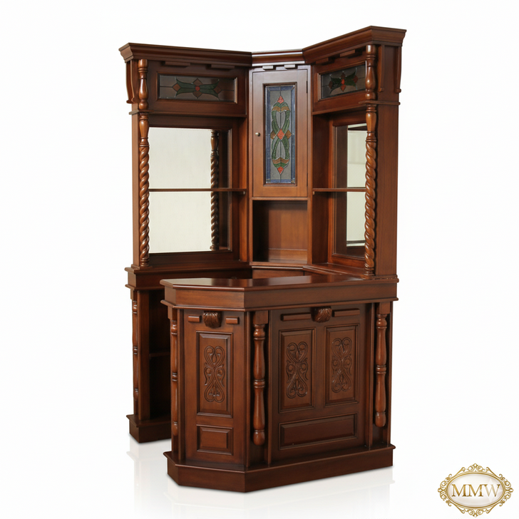 Mahogany Stained Glass Home Corner Pub Bar
