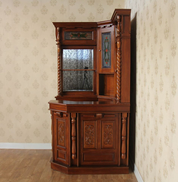 Mahogany Stained Glass Home Corner Pub Bar