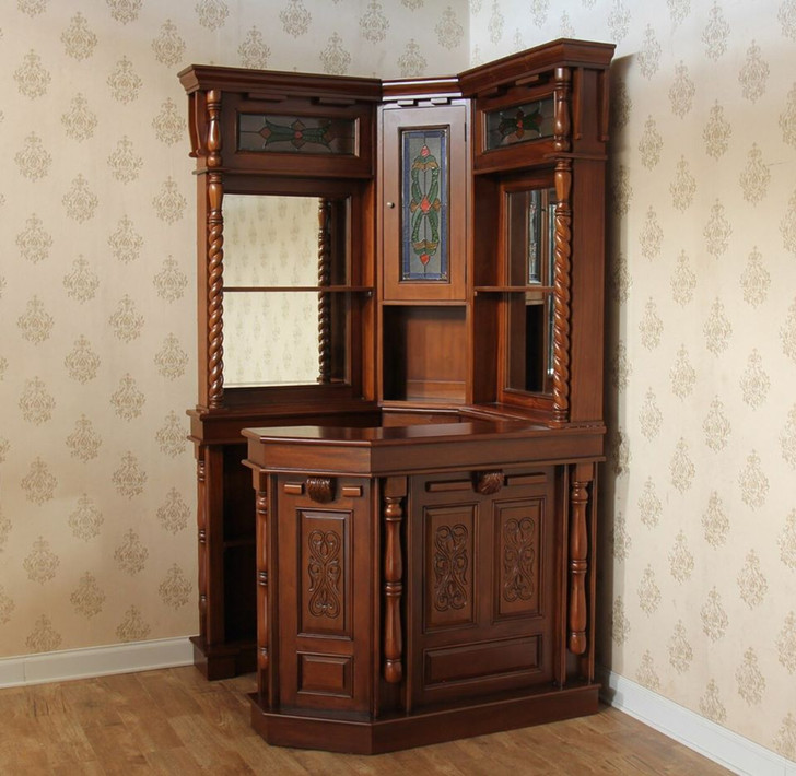 Mahogany Stained Glass Home Corner Pub Bar
