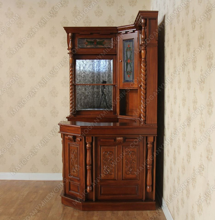 Mahogany Stained Glass Home Corner Pub Bar