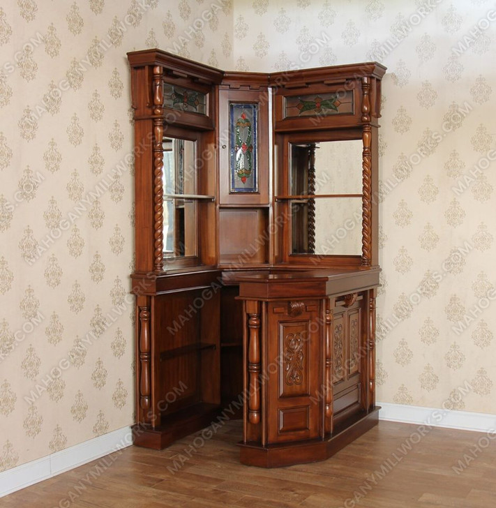 Mahogany Stained Glass Home Corner Pub Bar