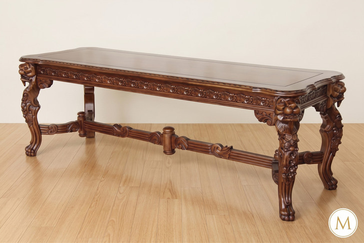 7.5ft Mahogany Gothic Rectangular Lion Carved Dining Table