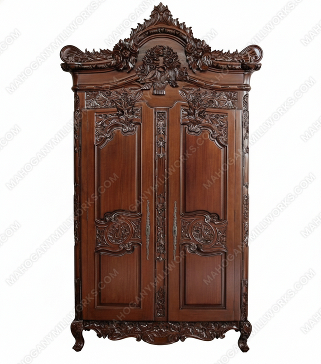 Solid Mahogany French Rococo 2 Door Cabinet