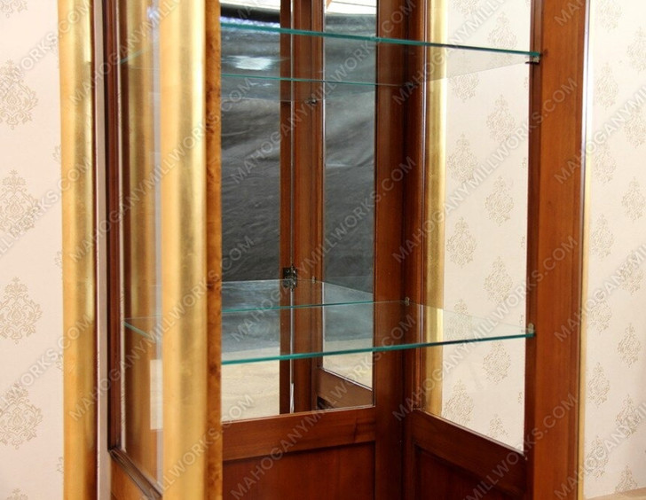 Cherry & Gold French Empire Corner Curio Cabinet