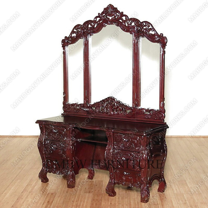 Cherry French Rococo Vanity Mirror Dresser