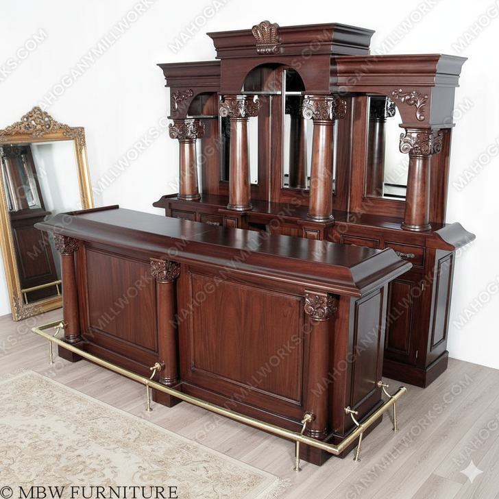 9ft Solid Mahogany English Home Pub Bar Set