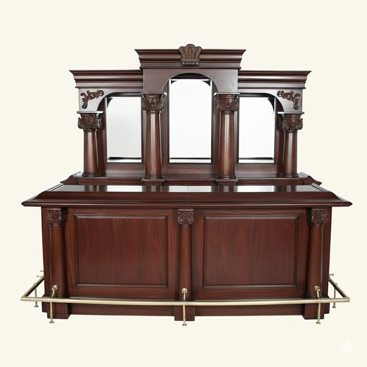 9ft Solid Mahogany English Home Pub Bar Set