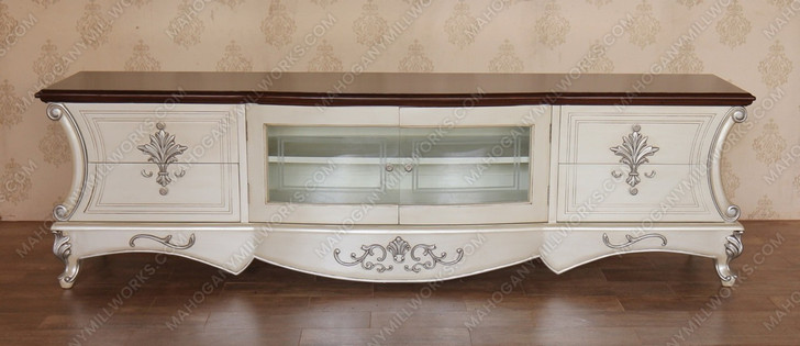 Low Profile Pearl White Media Cabinet