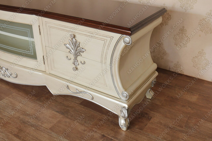 Low Profile Pearl White Media Cabinet