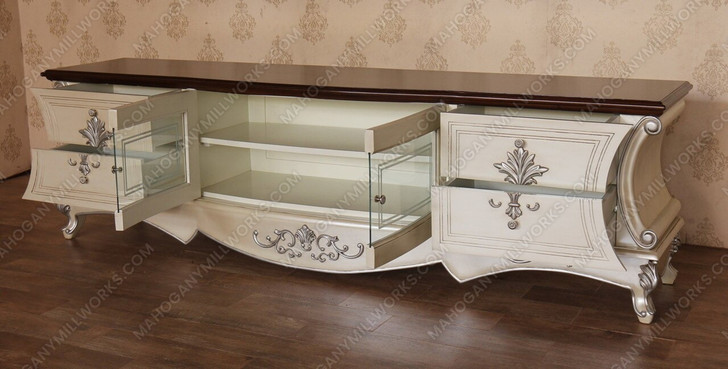 Low Profile Pearl White Media Cabinet