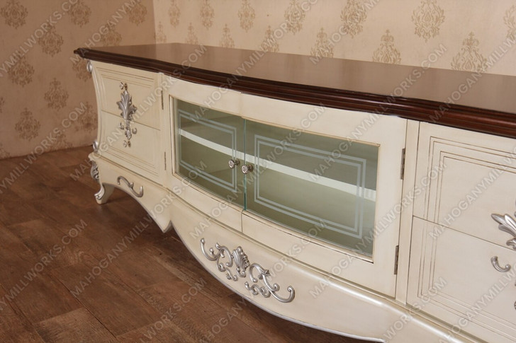 Low Profile Pearl White Media Cabinet
