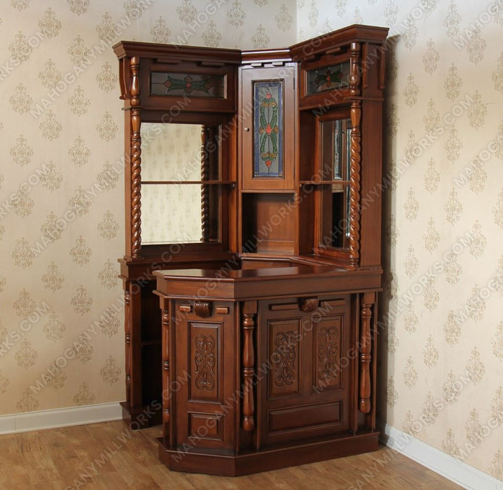 Mahogany Stained Glass Corner Tavern Pub Bar