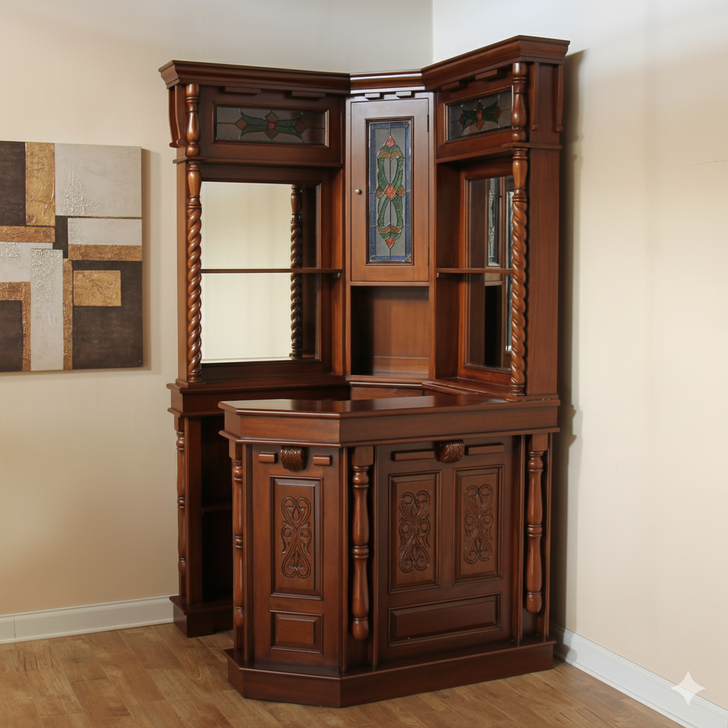 Mahogany Stained Glass Corner Tavern Pub Bar