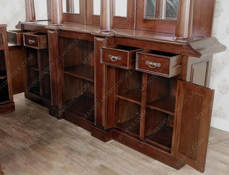 Solid Mahogany L Shaped Pub Bar Set w/ 9 ft Back Bar