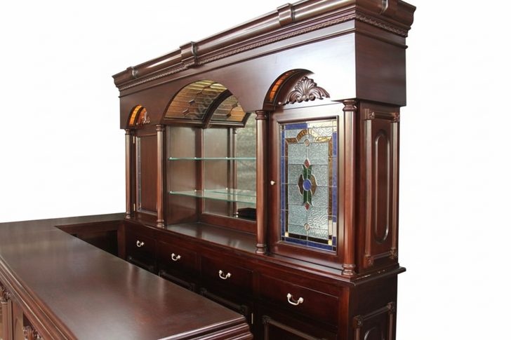 Dark Mahogany L-Shape Pub Bar Set