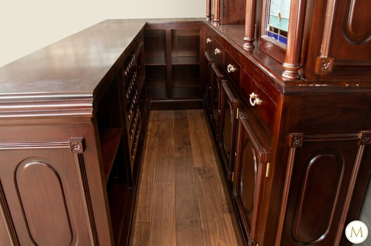 9.5ft Dark Mahogany L-Shape Pub Bar Set