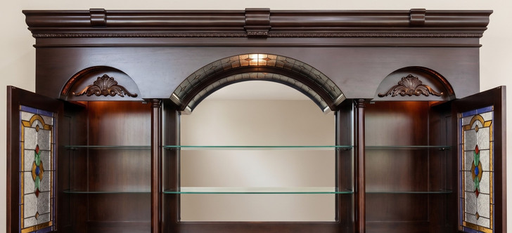 9.5ft Dark Mahogany L-Shape Pub Bar Set