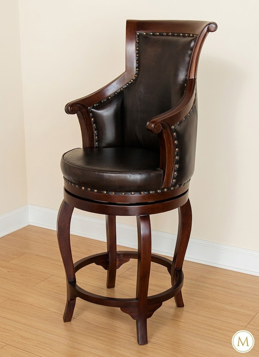 Pair 2 Mahogany Walnut Celline Barstools