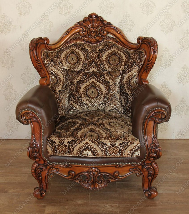 Pair 2 Mahogany Pecan Living Room Chairs