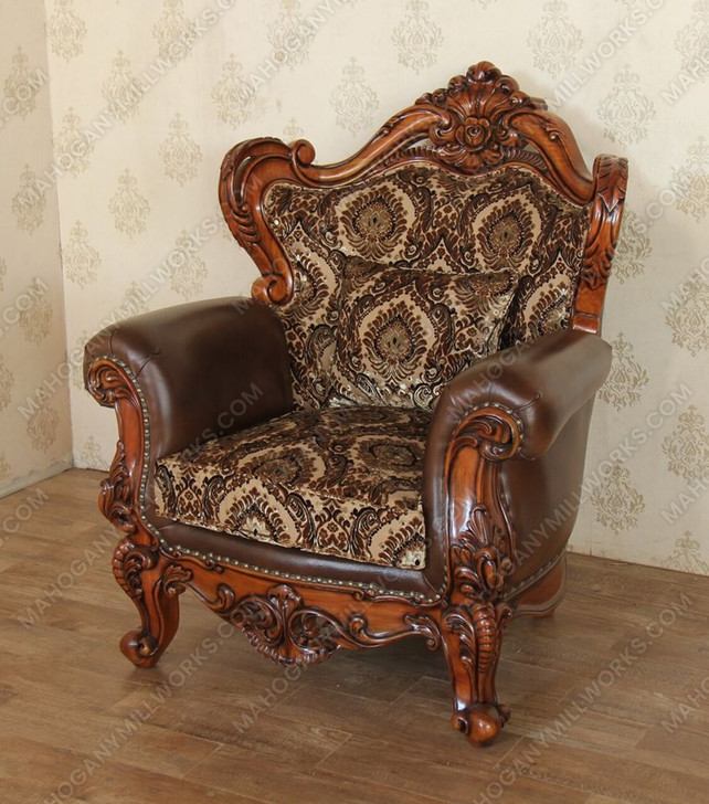 Pair 2 Mahogany Pecan Living Room Chairs