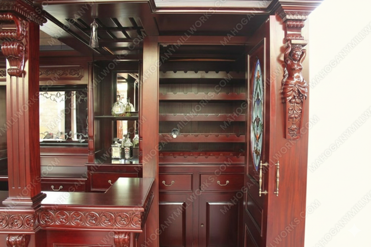 15.5ft Ornate Carved Statues Pub Bar