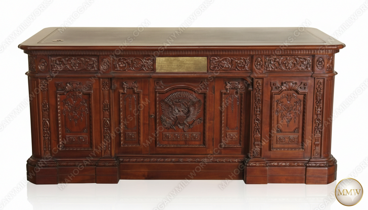 74" Mahogany Presidential Resolute Desk (34H x 74W x 32D inches)