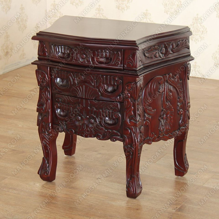 Dark Mahogany Rococo Nightstand