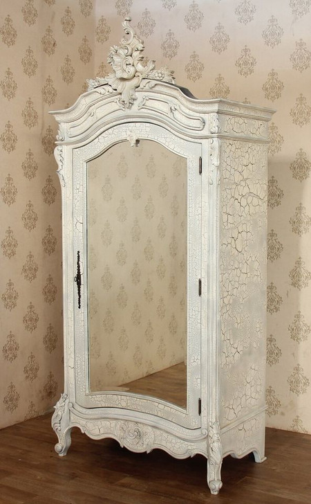 Custom Mahogany French Bedroom Cabinet with Mirror 
