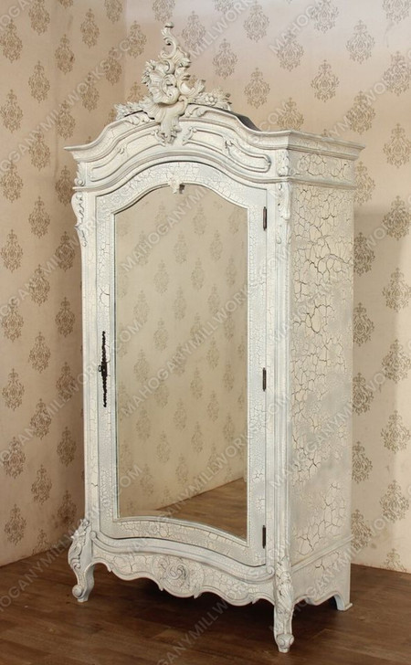 Custom Mahogany French Bedroom Cabinet with Mirror