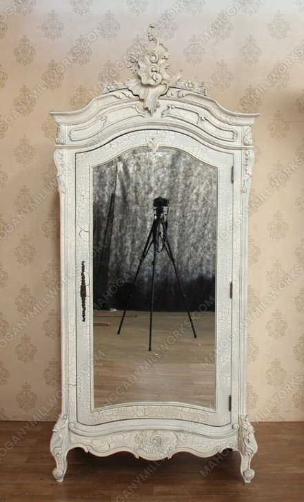 Custom Mahogany French Bedroom Cabinet with Mirror