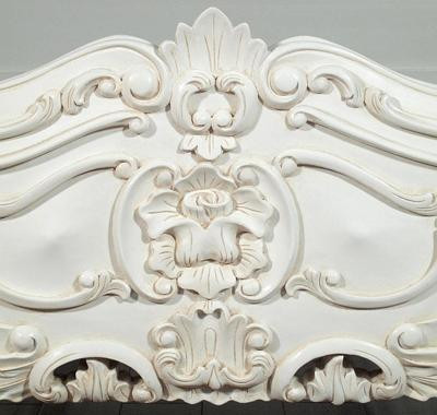White Satin French Rococo Carved Panel Bed