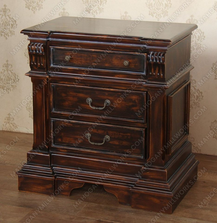 Mahogany Similar Antique 3 Drawer Bedroom Bedside - MBWJBE65001-CUSTOM