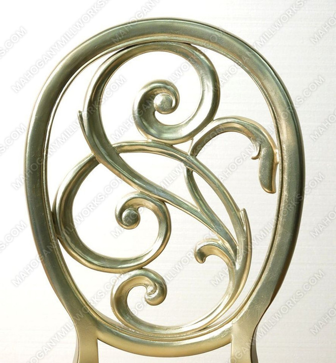 Pair of 2 Gold Leaf Balloon Back Accent Side Chairs