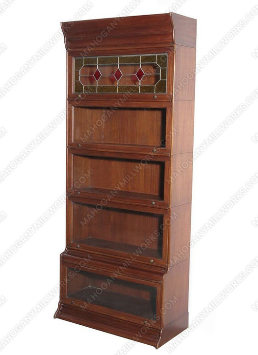 Mahogany Barrister Bookcase w/ Leaded Stained Glass