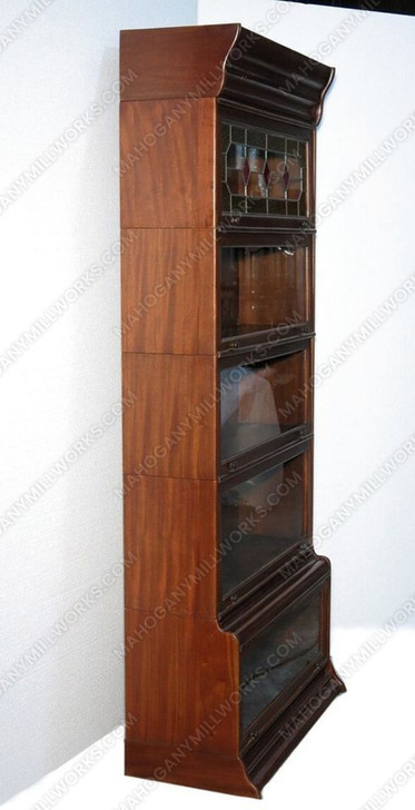 Mahogany Barrister Bookcase w/ Leaded Stained Glass