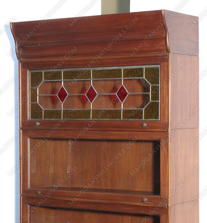 Mahogany Barrister Bookcase w/ Leaded Stained Glass