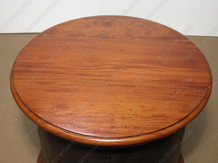 Genuine Leather w/ Crocodile Design Nightstand Bedside Table