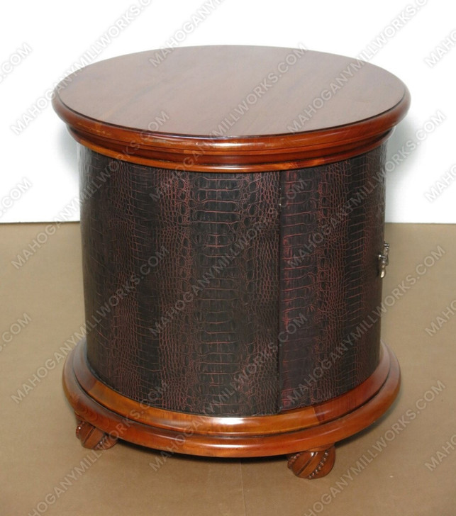 Genuine Leather w/ Crocodile Design Nightstand Bedside Table