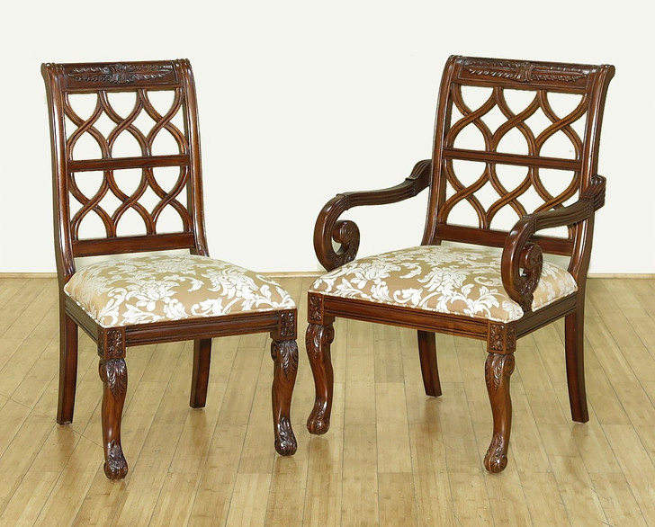 Set of 10 Mahogany Pierced Back Dining Chairs