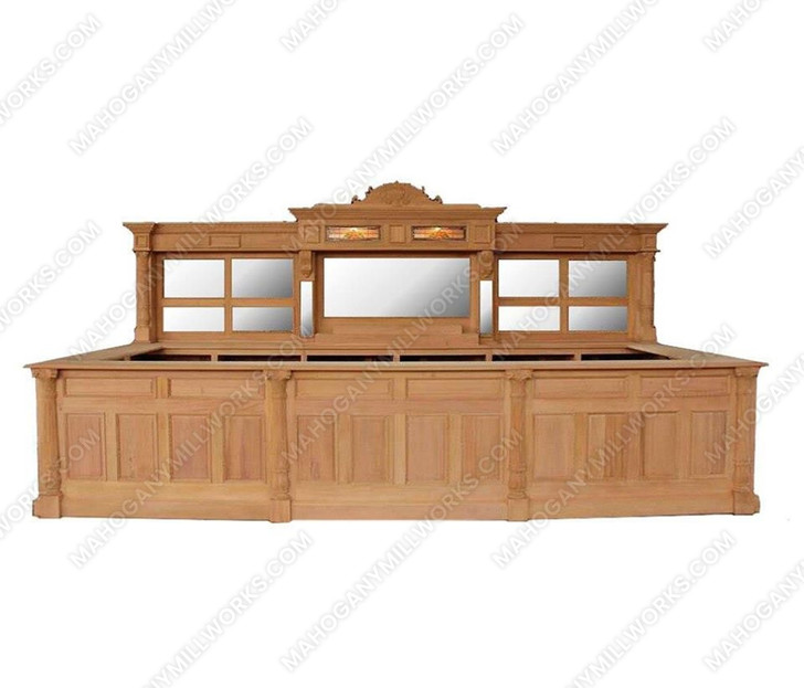 17ft Light Walnut Saloon Pub Bar w/ Brass Rails