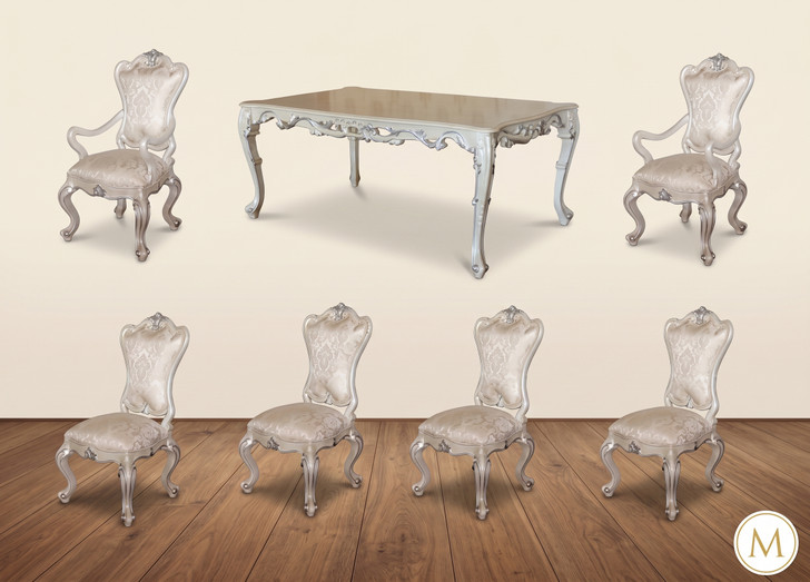 7pc Antique Pearl White Dining Set