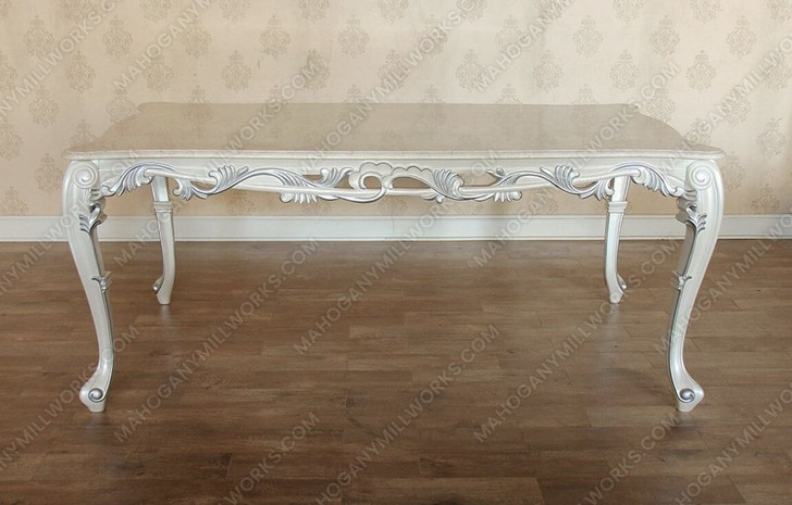 6ft Antique Pearl White Marble Top Dining Table