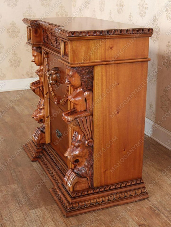Light Mahogany Gothic Nightstand Chests (2)