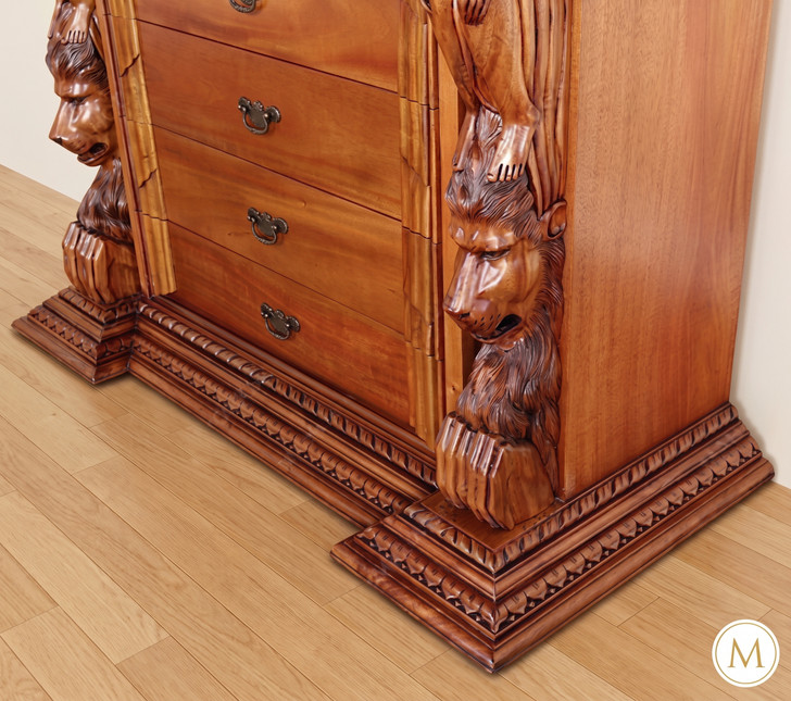 Gothic Medieval Light Mahogany Tall Boy Chest Dresser
