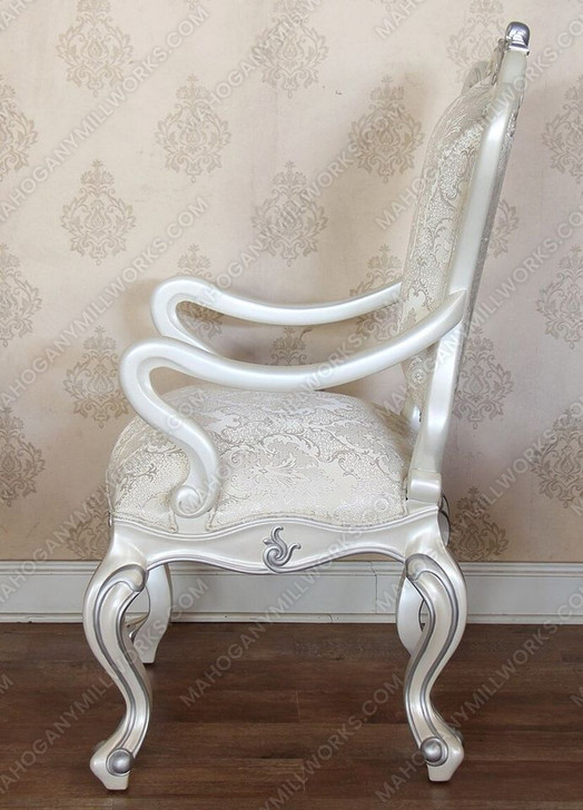 Antique Pearl White Dining Arm Chairs Pair (2)