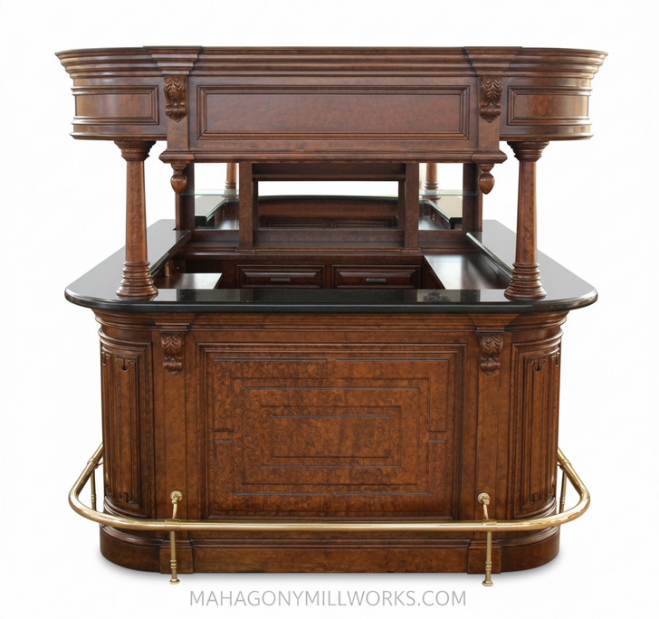 72" Burl Mahogany Canopy Pub Bar