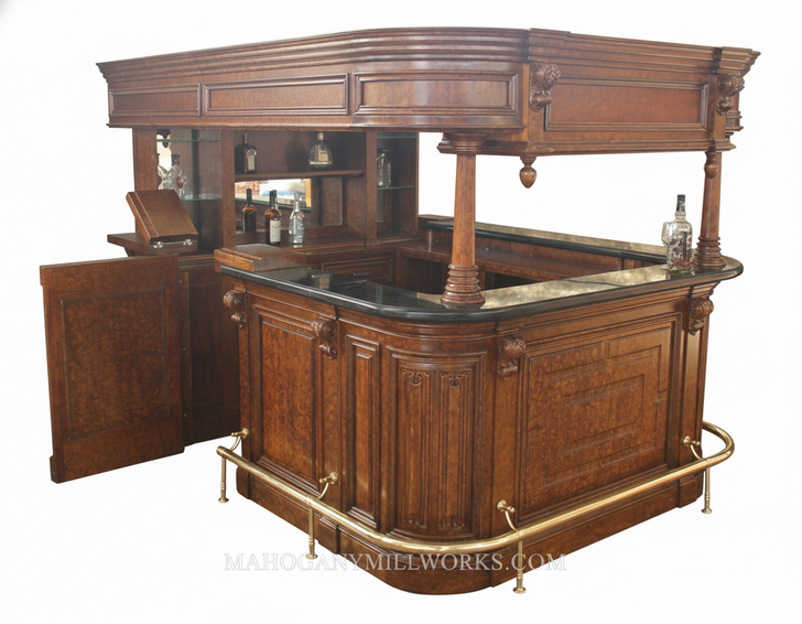 72" Burl Mahogany Canopy Pub Bar