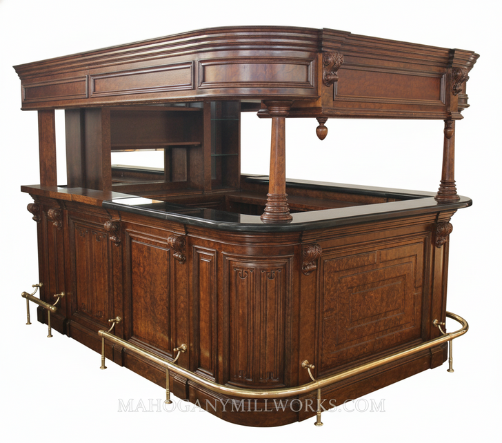 72" Burl Mahogany Canopy Pub Bar