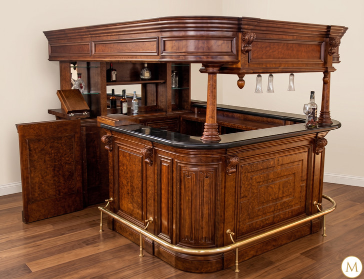72" Burl Mahogany Canopy Pub Bar