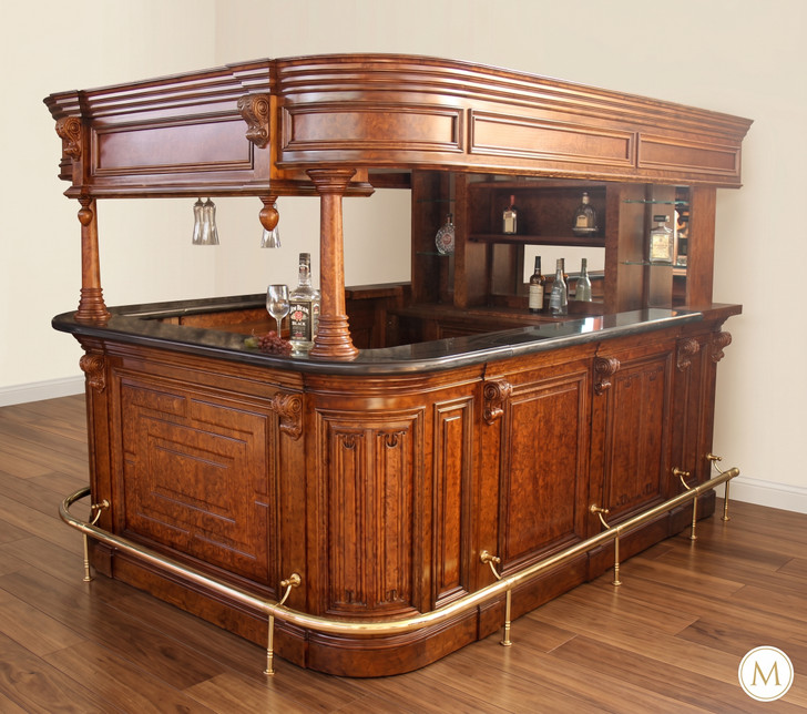 72" Burl Mahogany Canopy Pub Bar